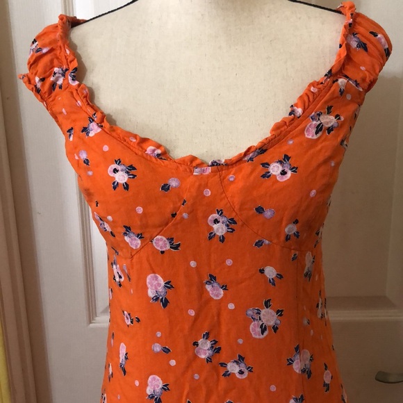 Free people orange floral mini dress - Picture 3 of 8